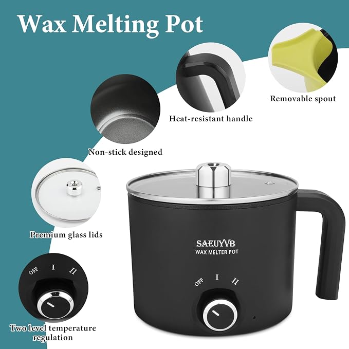 SAEUYVB Candle Making Kit with Wax Melting Pot,Wax Melter for Candle Making with Thermometer, Spoon-Complete Candle Making Supplies for DIY Gifts
