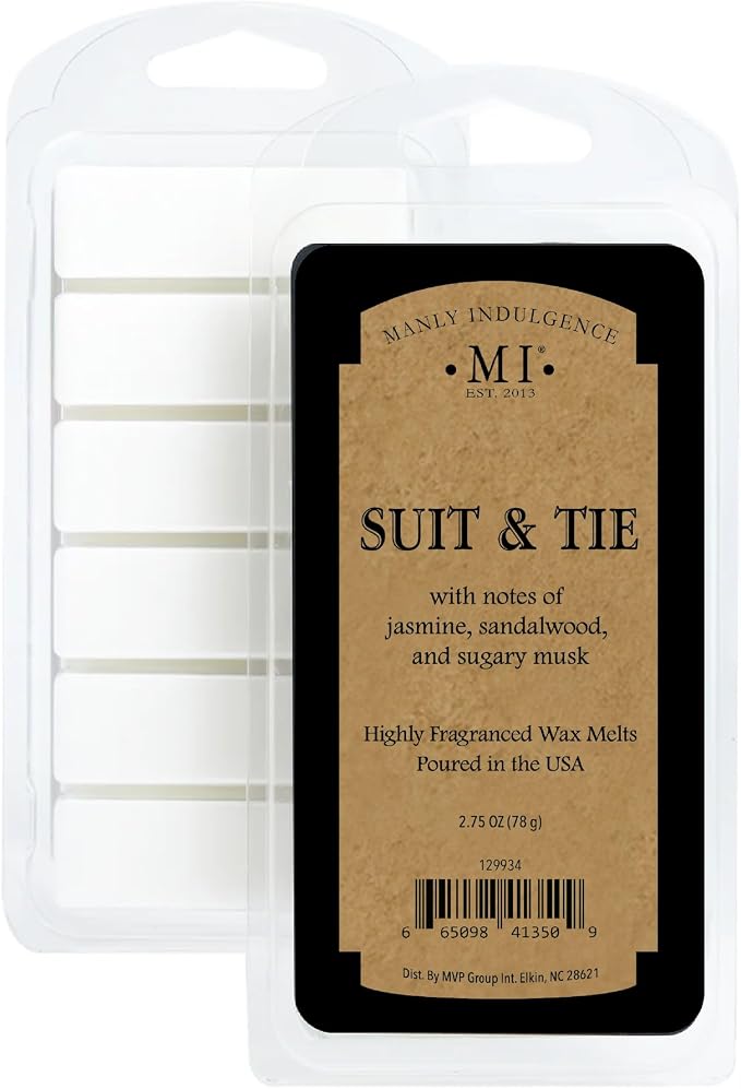 Manly Indulgence Suit & Tie Scented Wax Melts, Wax Melt Warmer Cubes, Long Lasting Scented Wax Warmer Cubes, 4 Pack, 6 Cubes Each - Made in The USA