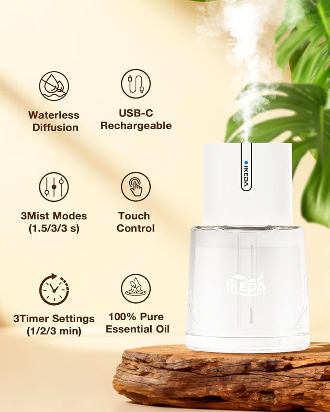 Smart Car Aroma Diffuser | 100ml Essential Oil Diffuser with Lavender Scent | 3-Mode Car Diffuser |Strong Scent Car Freshener | Car Air Fresheners for Men Women (White)