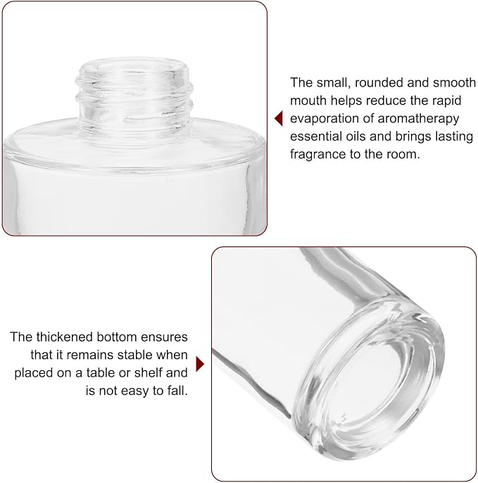 HARFINGTON 2pcs 150ml/5oz Empty Glass Diffuser Bottle 5.8" x 1.9" Refillable Fragrance Accessories Aromatherapy Jar Container for Replacement Reed Diffuser DIY Home Bathroom Transparent