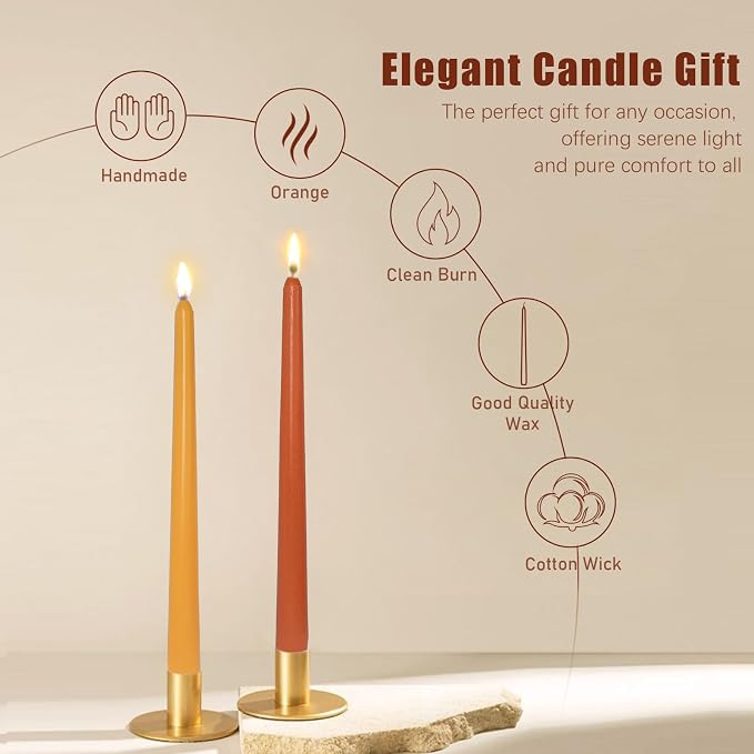 Candlesticks Long Taper Candle,Orange Scented 10 Inches Gradient Orange Candle Sticks Smokeless Tapered Candles for Home Décor Holiday Gifts