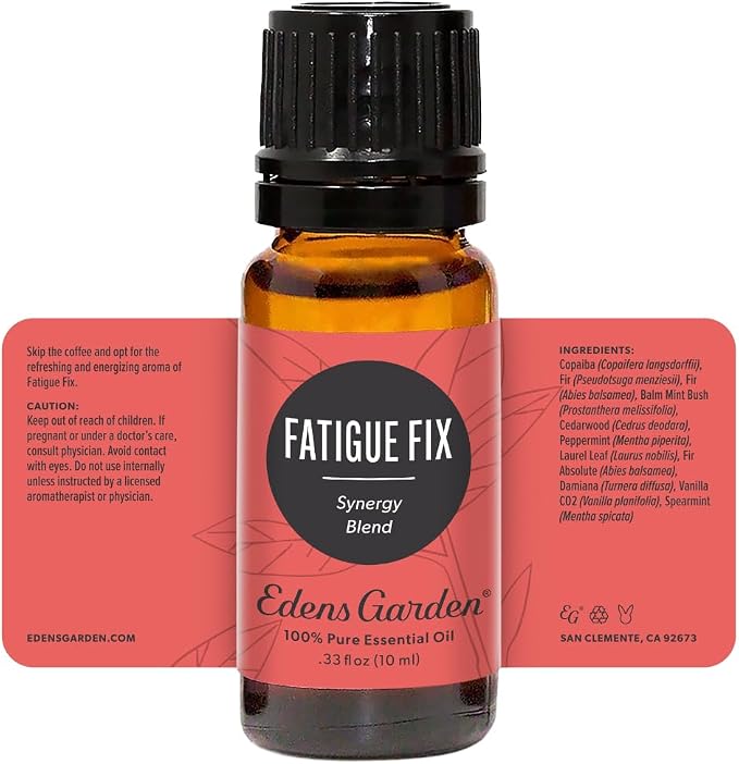 Edens Garden Fatigue Fix Essential Oil Blend- 100% Pure Premium Grade, Undiluted, Natural, Therapeutic, Aromatherapy, The Best for Diffusing, Face, Humidifiers, Skin 10 ml (.33 fl oz)
