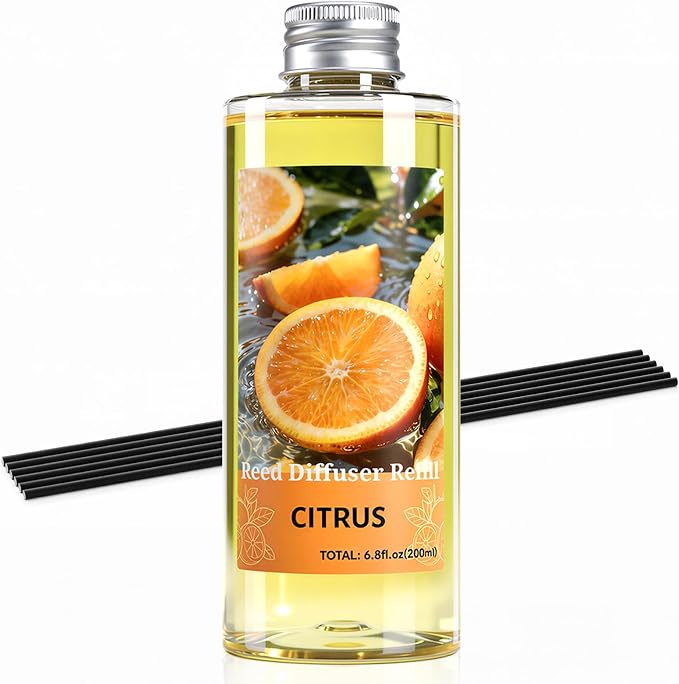 SCENTORINI Reed Diffuser Oil Refill, Citrus Diffuser Oil 6.76 Fl Oz, Natural Scented Essential Oil Refill Long Lasting Summer Home Fragrance for Room Spa Aromatherapy Bathroom Home Decor
