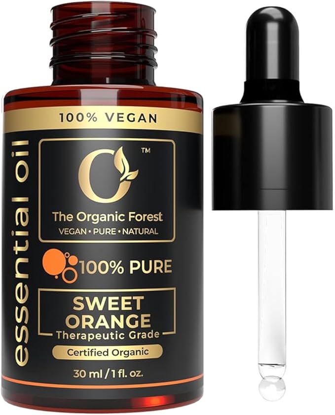 Plant Based Orange Essential Oil for Diffuser, Natural Cleaning Solutions, Aromatherapy, Skin Care and Home Wellness | Sweet Orange Oil for Skin, Home Scents | Scented Oils for Relaxation