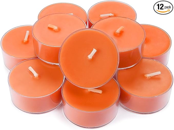 DEYBBY Scented Tealight Candles, Long Lasting Soywax Tea Candle Used for All of Holders|Clear Cup|12 Counts|Up to 4 Hour Burn Time|Fresh Orchard
