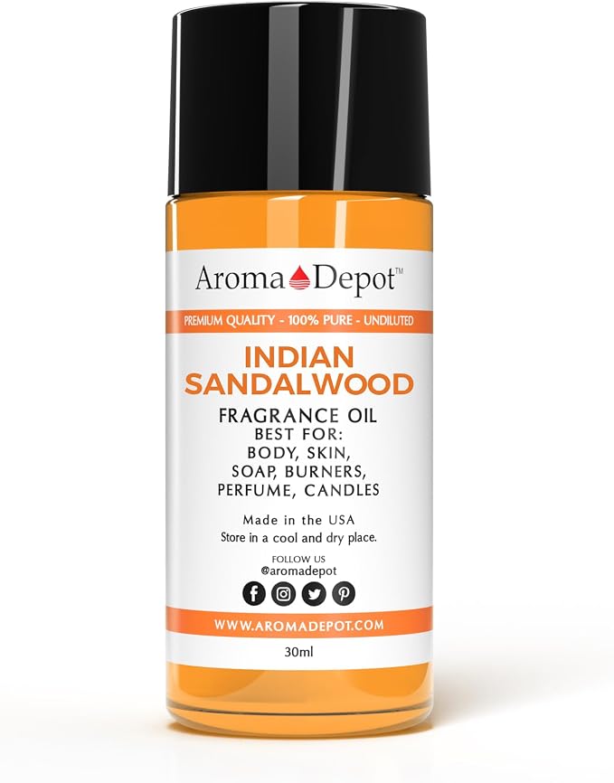 30ml. Indian Sandalwood Roll-on Fragrance Oil, Pure Uncut - for DIY Lotions, Soapmaking, Incense, Aromatherapy Diffusers.