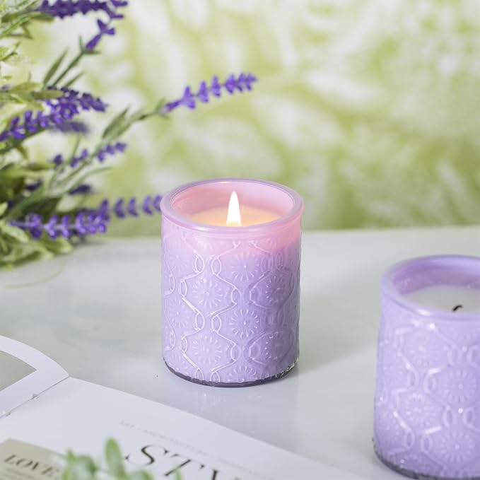 LETINE 12oz Lavender Aromatherapy Candle Gift Set - 4 Pack Soy Wax Candles with 24H Burn Time, All Natural Scented Candles for Relaxation, Bath Yoga Spa, Birthday Valentine's Gifts for Women
