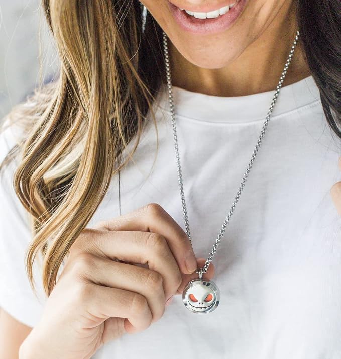 Jack Skullington Stainless Steel Aromatherpay Diffuser (Necklace w/ 4 Oils)