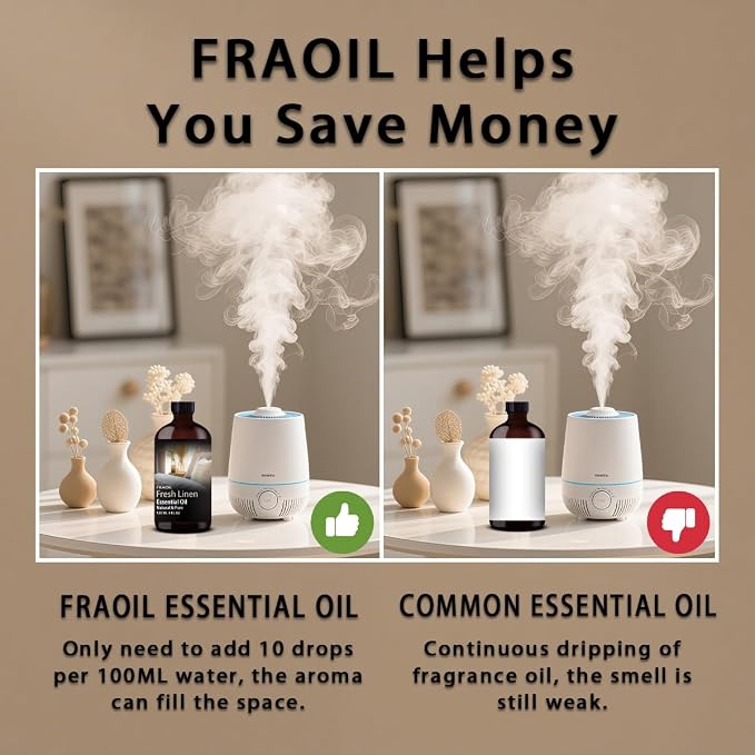 Fresh Linen Essential Oil 4 Fl Oz 120ML for Diffuser Humidifier Yoga Cleaning DIY Candle Soap Making Perfume Gift for Women FRAOIL (Fresh Linen 4 Fl Oz (Pack of 1))