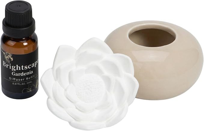 ScentFlow Passive Aroma Diffuser Starter Kit – Small Essential Oil Diffuser for Office Desk, Sauna & Home – Eco-Friendly Aromatherapy Gift Set Includes 0.67 fl oz Gardenia Oil