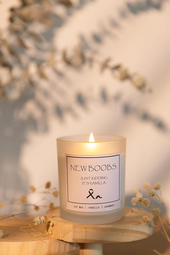 After Breast Surgery Gifts for Women, Breast Cancer Survivor Gifts, New Boobs Candle, Vanilla Scented Candle, Natural Soy Wax & Natural Essential Oils