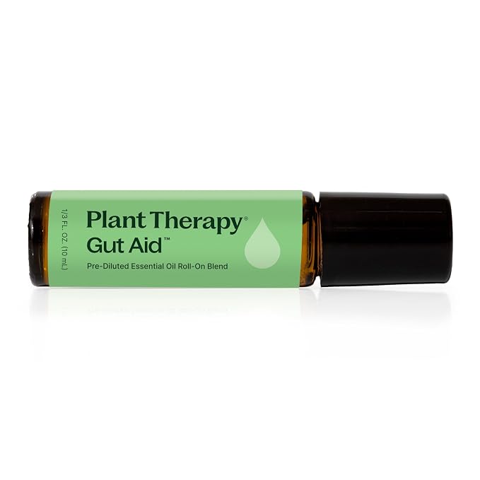 Plant Therapy Gut Aid Essential Oil Blend Roll-On 10 mL (1/3 oz) 100% Pure, Pre-Diluted Roll-On, Supports Healthy Digestion, Ready for Topical Application