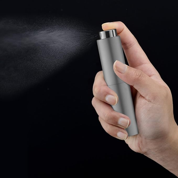 Tekson 10ml Travel Perfume Atomizer Refillable, Mini Cologne Spray Bottle Empty, Small Coffee Spray Bottle (Grey)