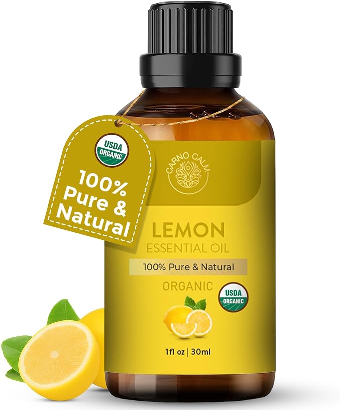 Lemon Essential Oil 30ml | USDA Certified Organic Lemon Oil | Cold Pressed & Undiluted | for Skin and Hair | Ideal for Men and Women | 1 fl. Oz