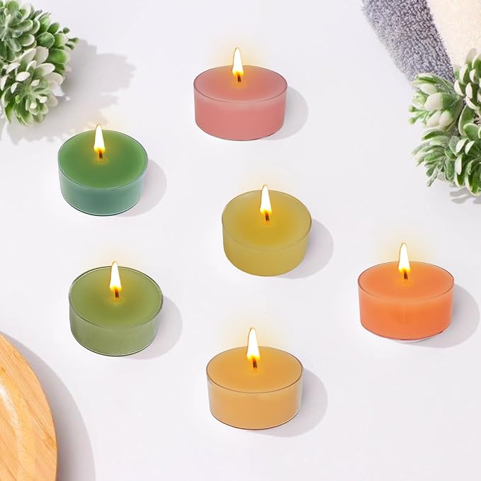 12 Pack Hand-Poured Dark Scented Tea Light Candles 5 Color Smokeless Small Round Tealight Candles for Relaxation Yoga Meditation Home Decor Romantic Dinners & Ambiance