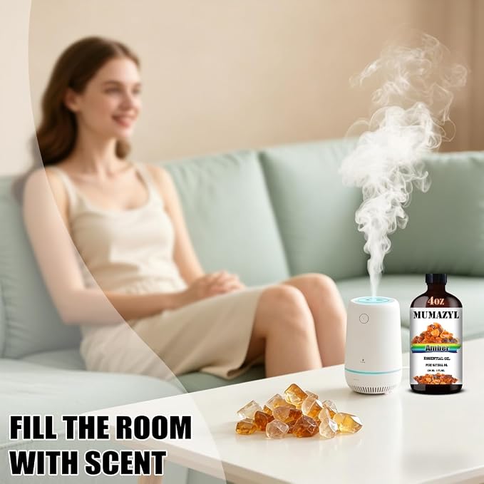 Amber Essential Oil, Amber Oil 4 Fl Oz 120ML for Diffuser Humidifier Yoga Cleaning DIY Candle Soap Making MUMAZYL Essential Oils