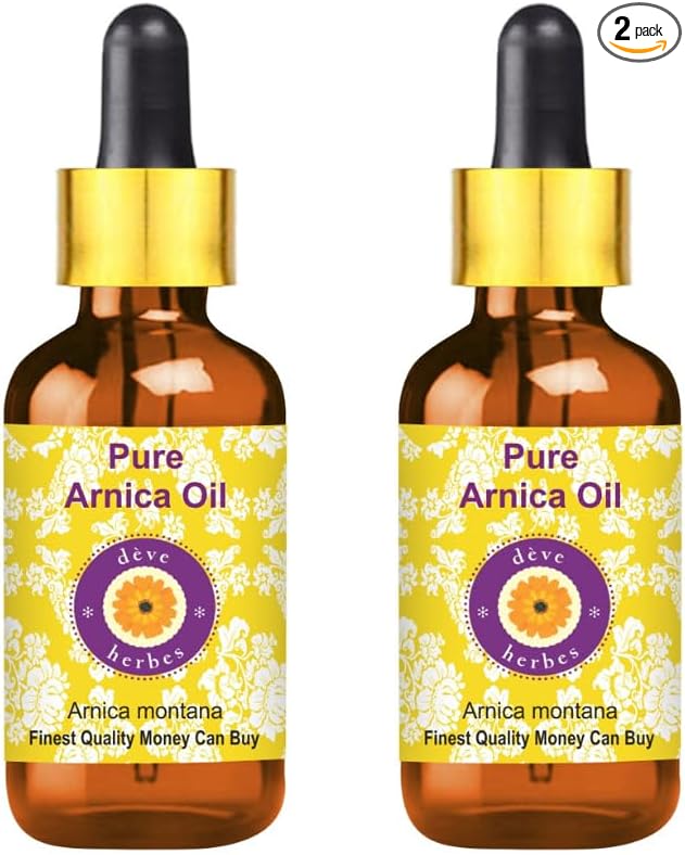 Deve Herbes Arnica Oil (Arnica Montana) with Two Glass Droppers | Infused | Pure | Non-Sticky | Lightweight | for Facial Care | Men & Women | 30ml X 2 (2 oz)