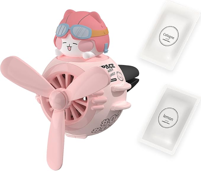 Car Air Fresheners Cute Pilot Cat Car Diffuser Rotating Propeller Cartoon Automotive Air Outlet Fan Creative Car Perfume Decoration Automotive Air Fresheners for Cars