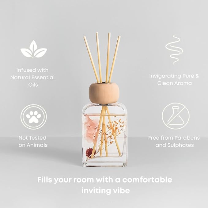 Reed Diffuser Set Gardenia Floral, 3.4 fl oz - Elegant Home Fragrance with Sticks - Long-Lasting Scented Oil Reed Diffuser for Bedroom, Bathroom Shelf Decor & Living Room(Gardenia Floral)