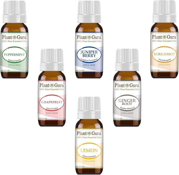 Weight Loss Set Essential Oil Variety Set Kit - 6 Pack - 100% Pure Therapeutic Grade 10 ml. Set Includes- (Peppermint, Grapefruit, Juniper Berry, Lemon, Ginger, Bergamot)