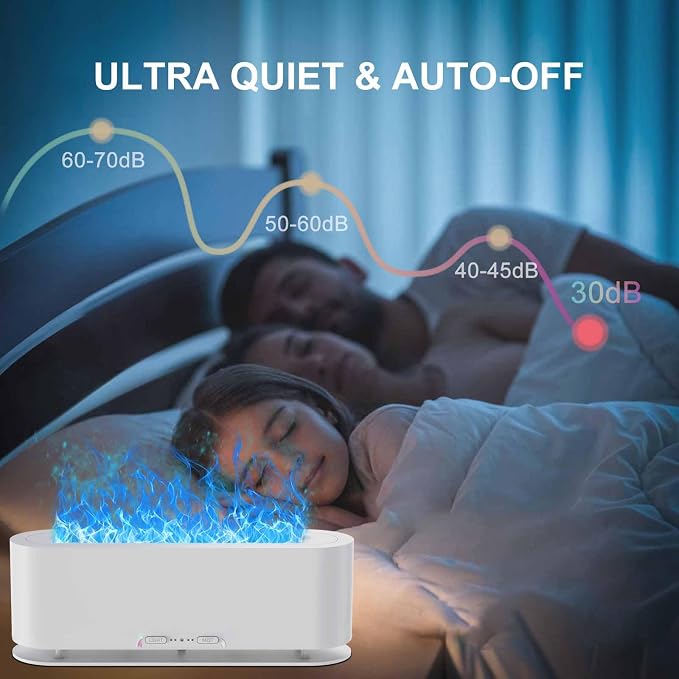 Upgraded Flame Fire Diffuser Humidifier, 7 Colors Changing Oil Diffuser, Ultra-Quiet Aroma Essential Oils Aromatherapy Diffusers for Large Room, Bedroom, Office(200ml Auto Off,Timeable,12Hrs)
