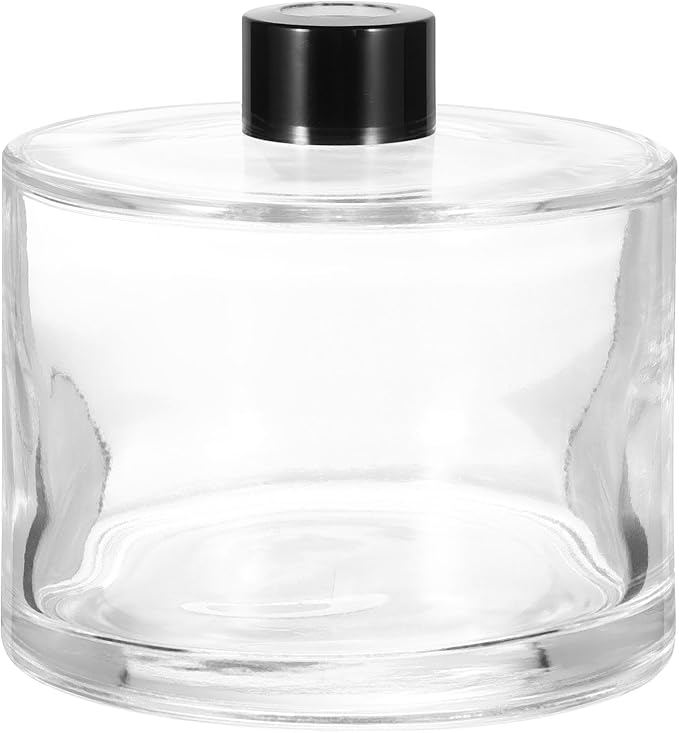 HARFINGTON 500ml/17oz Empty Glass Diffuser Bottle 4.1" x 4.1" Refillable Fragrance Accessories Aromatherapy Jar Container for Replacement Reed Diffuser DIY Home Bathroom Transparent