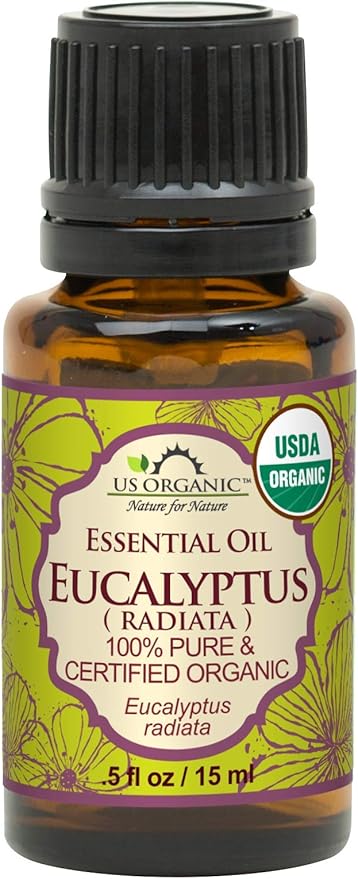 US Organic 100% Pure Eucalyptus Essential Oil (Radiata) - USDA Certified Organic, Steam Distilled - W/Euro droppers (More Size Variations Available) (15 ml / .5 fl oz)