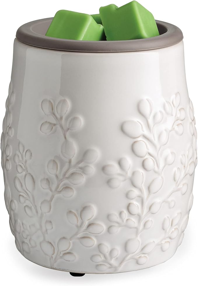 Candle Warmers ETC. Wax Melt Fragrance Warmer for Scented Wax Melts, Cubes, Tarts with Silicone Dish Top|White Willow Farmhouse
