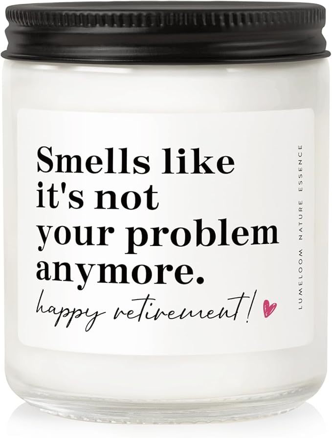LUMELOOM Retirement Gift for Woman, Men - 9oz Lavender Scented Soy Wax Candle- Best 2026 Retired Gifts for Women, Men, Friends, Coworker, Teacher, Funny Retirement Candle Decoration