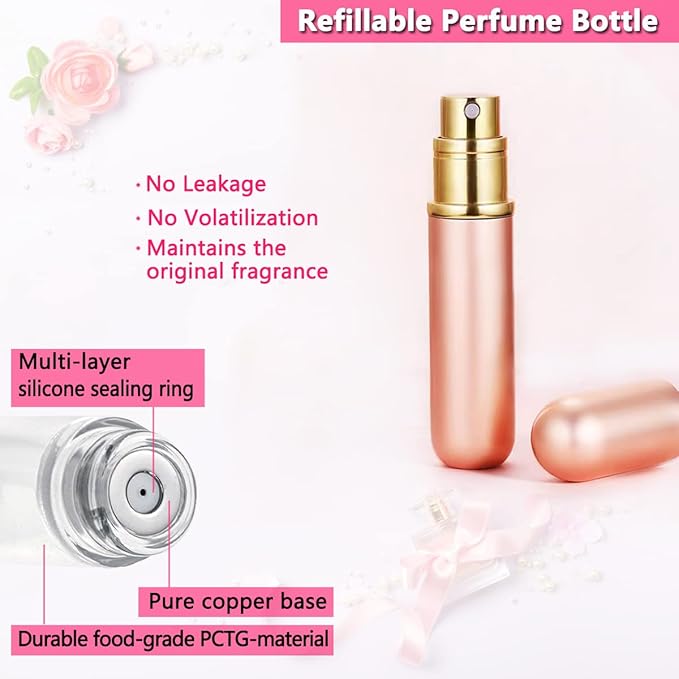 Travel Perfume Bottle Atomizer - 5ML Perfume Atomiser, Scent Pump Case, Leakproof Portable Perfume Sprayer for Women and Men (Black-1)