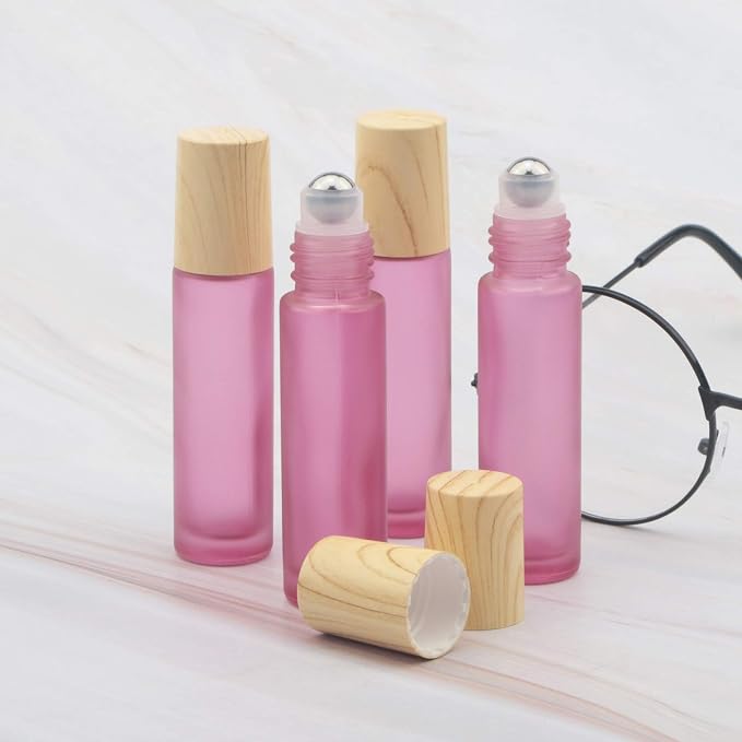 Kesell 10Pack 10ml Essential Oil Roller Bottles Refillable Clear Perfume Sample Bottles with Stainless Steel Roller Ball and Plastic Lid