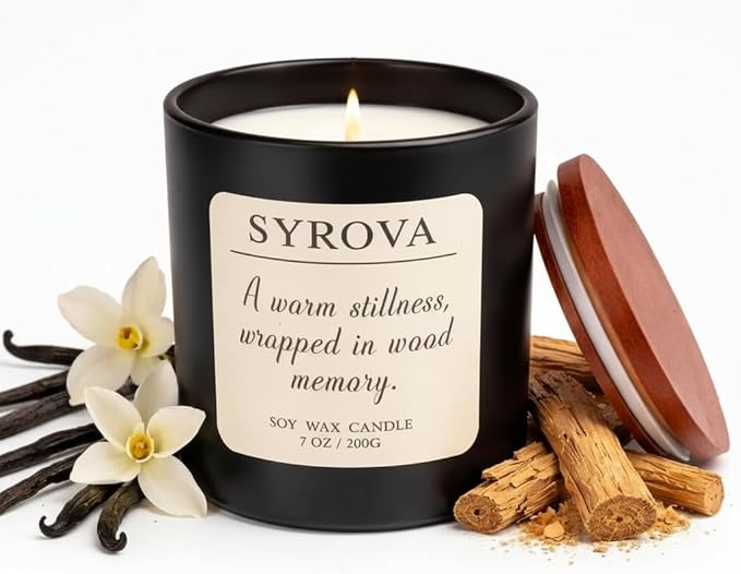 Vanilla & Cedarwood Candle, Luxury Scented Soy Candle 7oz, Cozy Sweet Fragrance for Home, Long Lasting Aromatherapy Candle, Gift for Women, Modern Jar Candle