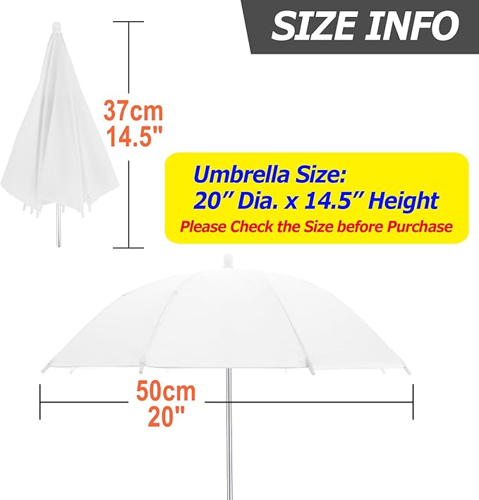 Cosmos 2 Pack Mini Photography Light Reflector Umbrella 20 Inch/ 50cm Diameter White Translucent Soft Umbrella Photography Photo Video Studio Mini Lighting Diffuser for Shooting (Bracket NOT Included)