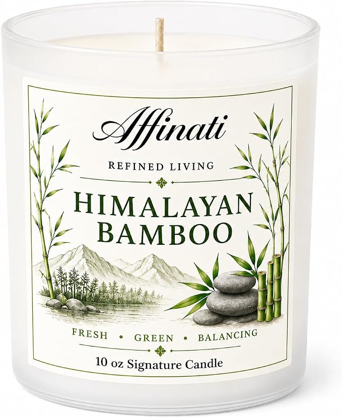 Affinati Himalayan Bamboo Signature Candle - 10 oz Luxury Soy Blend Wax Candle, Long-Lasting Home Fragrance