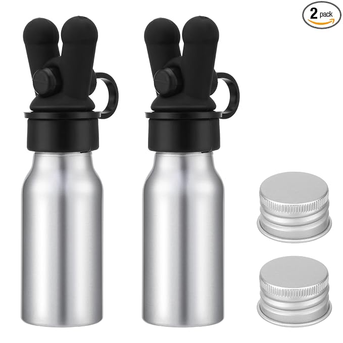 Chunful 2 Pcs Essential Oil Inhalers Leakproof Double Hole Aluminum Aroma Nasal Inhaler Cap Mini Perfume Dispenser Bottle for Enhances Aromatherapy