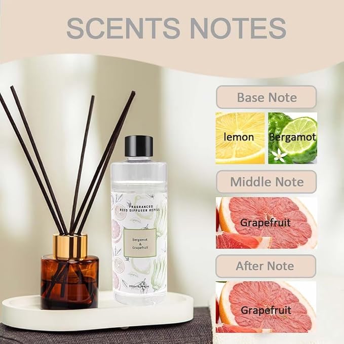 Scent Diffuser Oil Refill | 13.53 fl oz(400ml) Home Fragrance Defusers | Scented Aroma Essential Oil Reed Diffuser Bergamot&Grapefruit 400ml