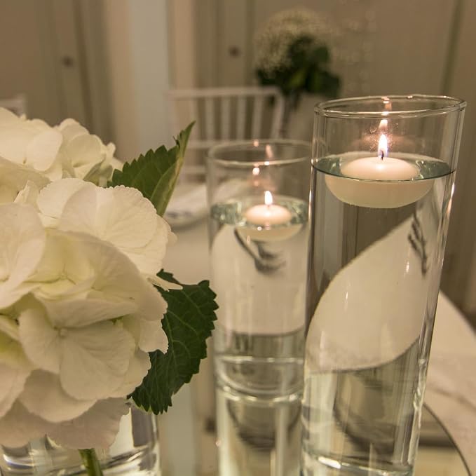 YOROXRG 50 Pack of 2-Inch White Floating Candles - Ideal for Weddings, Home Décor, Spa Baths, and Romantic Settings