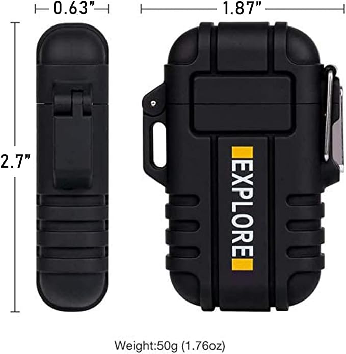 LcFun Electric Lighter USB C Rechargeable Plasma Lighter Windproof Flameless Arc Lighters, Waterproof Matches for Hiking, Camping, Outdoor, Survival, Tactical, EDC Gear (Black)