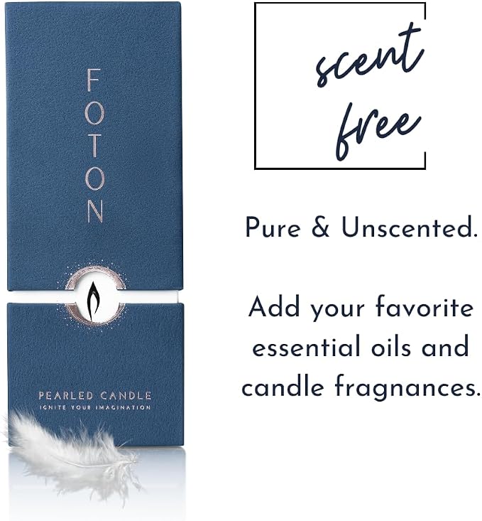 Foton Pearled Candle 18 Oz - Unscented Non Toxic Luxury Long Lasting Powder Candles - Lasts up to 120 Hours - Refillable Candle Sand with 30 Wicks for Candle Making - Pure & Unscented