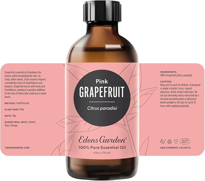 Edens Garden Grapefruit-Pink Essential Oil- 100% Pure Premium Grade, Undiluted, Natural, Therapeutic, Aromatherapy, The Best for Diffuser, Candle, Laundry, Kid Safe 118 ml (4 fl oz)
