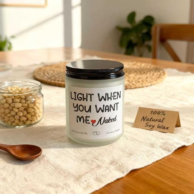 Father’s Day Gift for Husband from Wife – Funny “Light When You Want Me” Candle – Handmade Lavender Scented Candle, 7oz – Gifts for Him, Boyfriend, Men, Couples