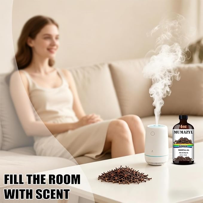 Clove Essential Oil, Clove Oil 4 Fl Oz 120ML for Diffuser Humidifier Yoga Cleaning DIY Candle Soap Making MUMAZYL Essential Oils