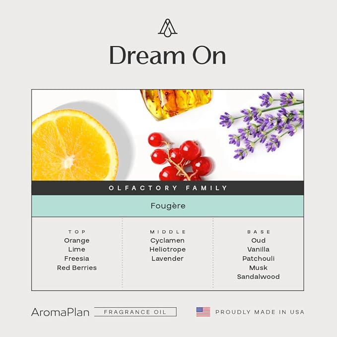 AromaPlan Hotel Scents Dream On 5 Fl Oz (148ml), Home Luxury Aroma & Hotel Fragrance Diffuser Oil- Hotel Diffuser Oil for Aromatherapy- USA Made, Bigger Bottle, Bolder Aroma & Longer Lasting