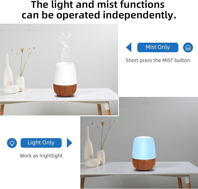 SPLITSKY Rechargeable Battery Essential Oil Diffuser 150ML, Portable Cordless Aromatherapy Diffuser, 7-Color LED Light, 7 Hours Run Time, Quiet Design, Safe Auto Shut-Off, for Office, Home, Outdoor