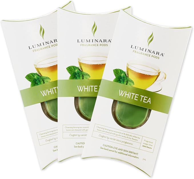 Luminara Fragrance Diffusing Pods - Set of 3 (White Tea) - Natural Home Scent Refills - Air Purifying Reed Diffuser Alternative for Room Ambiance
