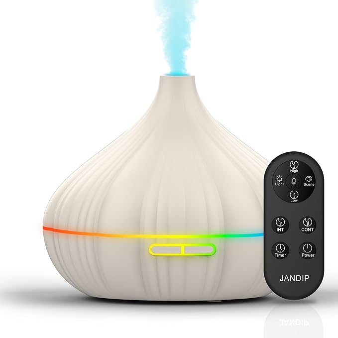 Essential Oil Diffuser, JANDIP 400ml Scent Diffuser with waterless auto Off and Timer Functions, Mist humidifier with Lighting, eco-Friendly Materials, Perfect for Office and Home.