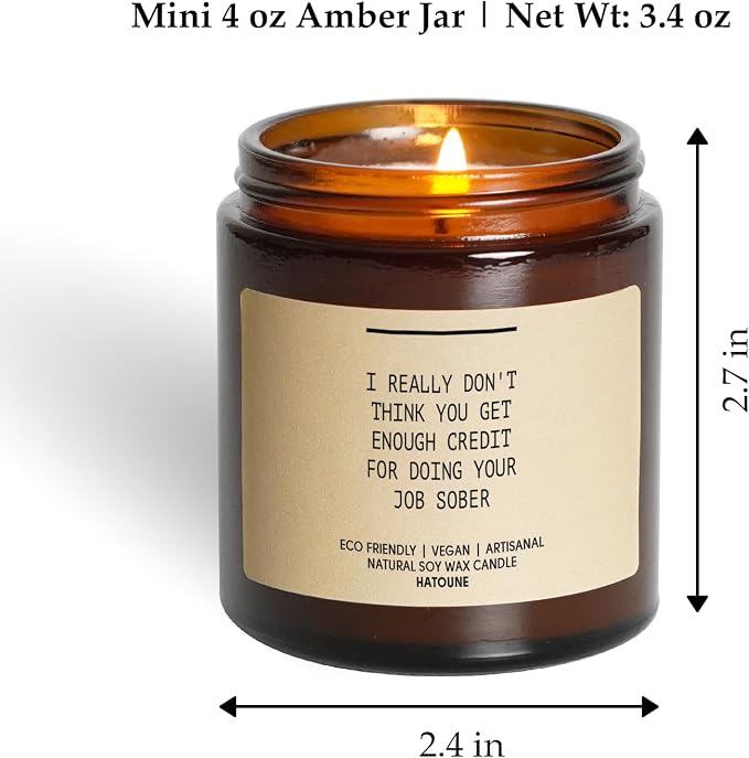I Really Don't Think You Get Enough Credit for Doing Your Job Sober Scented Soy Candle Funny Boss Gift Boss Day Gift Funny Candle RIPV9N, Lavender Sage, 3.4 oz