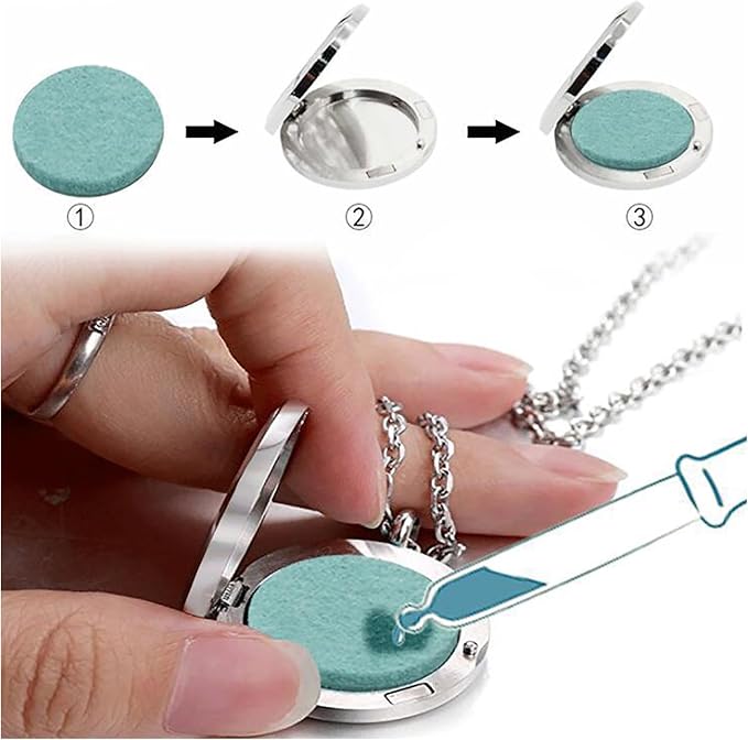 RLECS 100PCS 22.5mm Circular Cotton Pad Polyester Felt Fabric Essential Oil Diffuser Replacement Gasket Compatible with 30mm Bracelet Car Air Freshener Clip