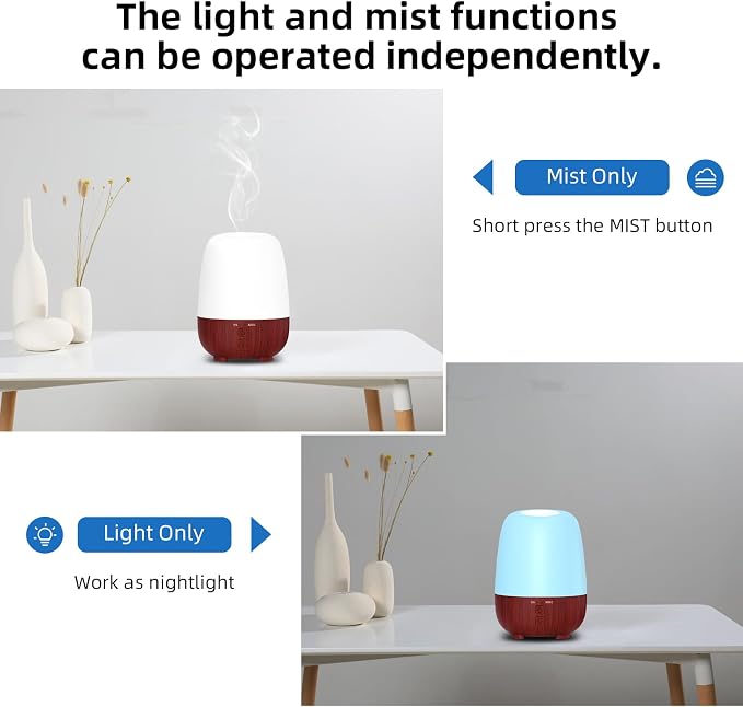 SPLITSKY Cordless Essential Oil Diffuser, 150ml Rechargeable Battery-Operated Quiet Aromatherapy Diffuser with 7-Hour Runtime, 7-Color LED Light & 2 Timer Settings for Bedroom, Living Room, Bathroom