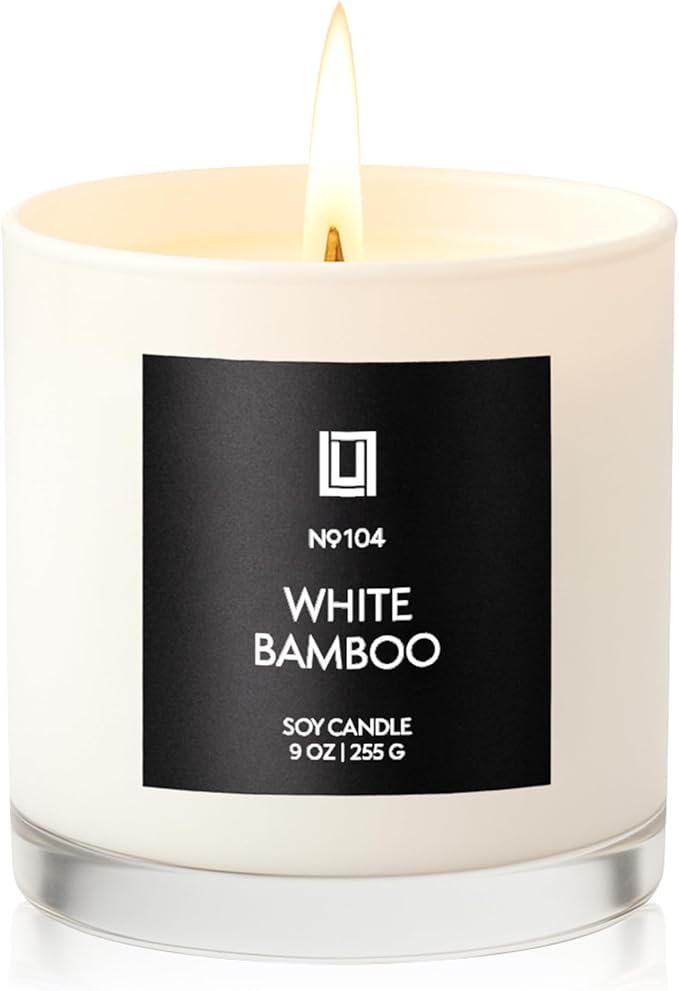 Lulu Candles | White Bamboo | Luxury Scented Soy Jar Candle | Hand Poured in The USA | Highly Scented Long Lasting (9 Oz.)